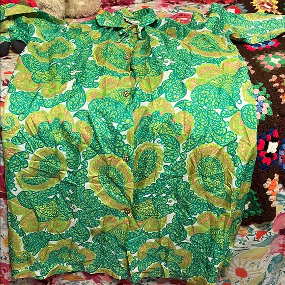 Vintage Green Paisley Brunch Coat - Picture 11 of 11